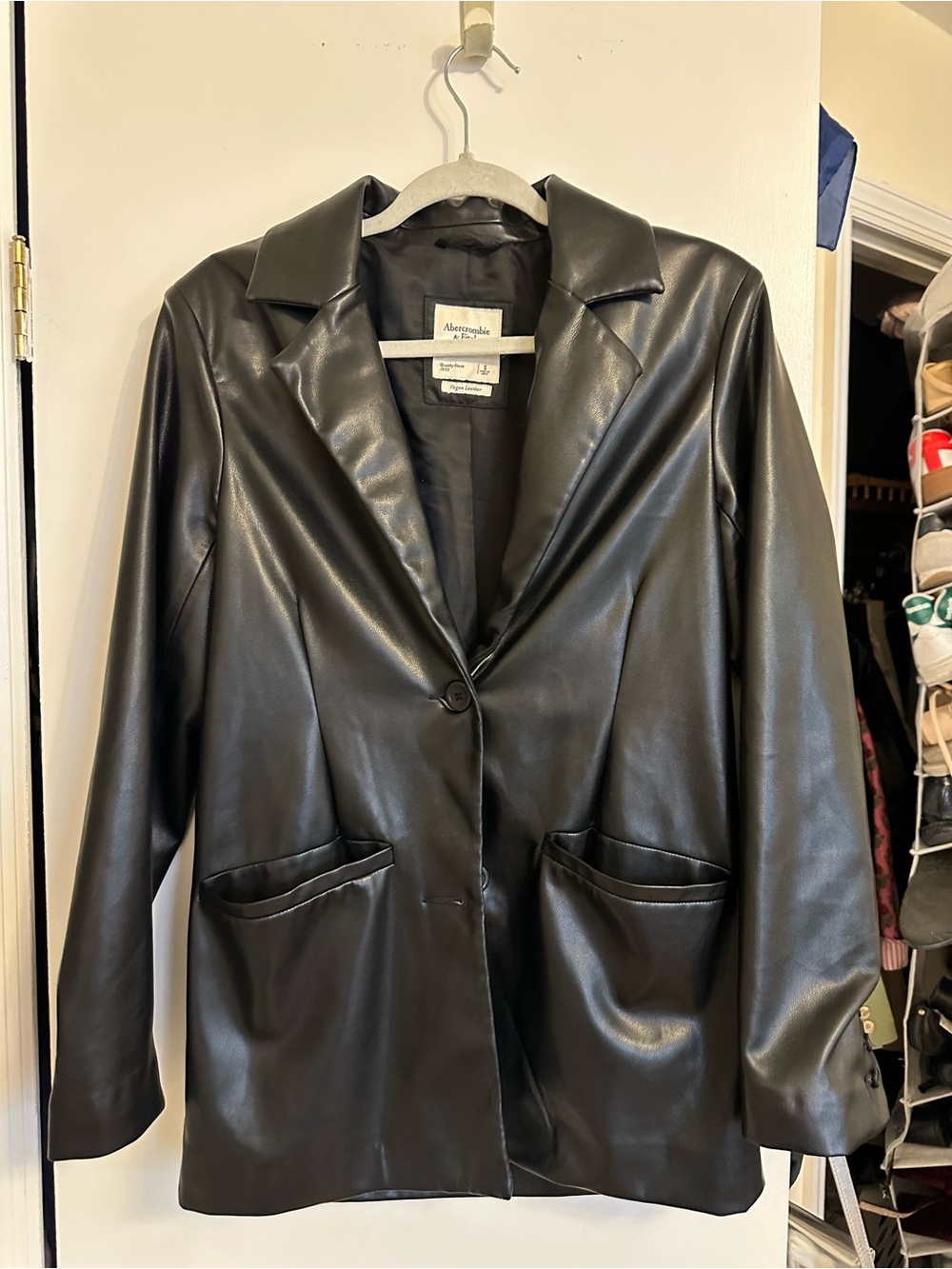 Abercrombie & Fitch Black Faux Leather Blazer - Picture 3 of 5
